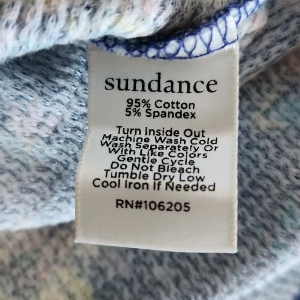 Sundance Floral Thermal Long Sleeve Top, Blue/Pink, Size M - Picture 5 of 7